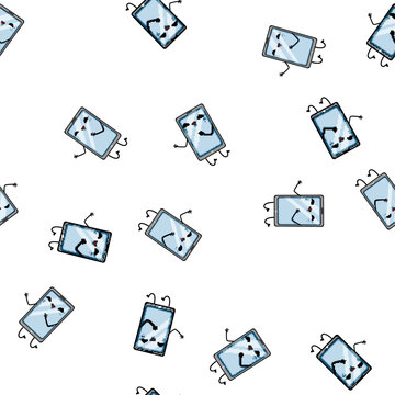 pattern man phone character cartoon. smart woman, girl people, mobile guy man phone character sign vector