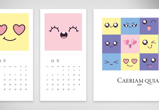 Kawaii Emoji Wall Calendar