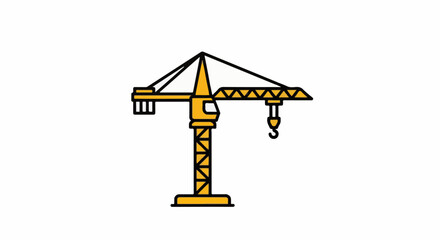 Obraz premium A cartoonish yellow tower crane with a hook and boom