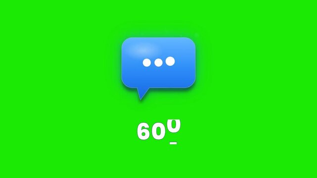 Comment message bubble with rising counter on green screen social media chat chroma key animation