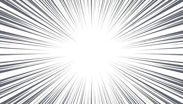Dynamic Radial Speed Lines Bursting From Bright Center on White Background