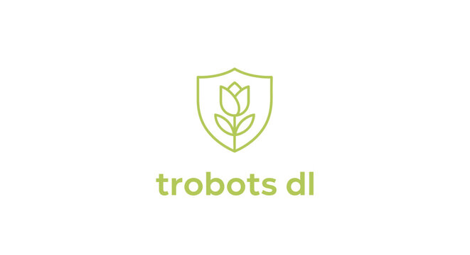 Green flower shield logo icon for trobots dl brand