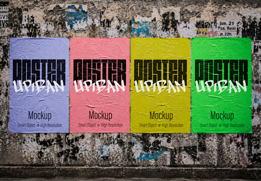 Urban Street Poster Mockup on Grunge Wall