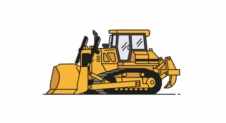 Fototapeta premium A bright yellow bulldozer with a large front blade and ripper