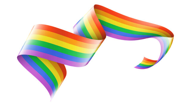 Graceful rainbow pride flag ribbon flowing with vibrant hues on black