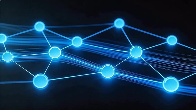 Blue glowing network nodes and connections