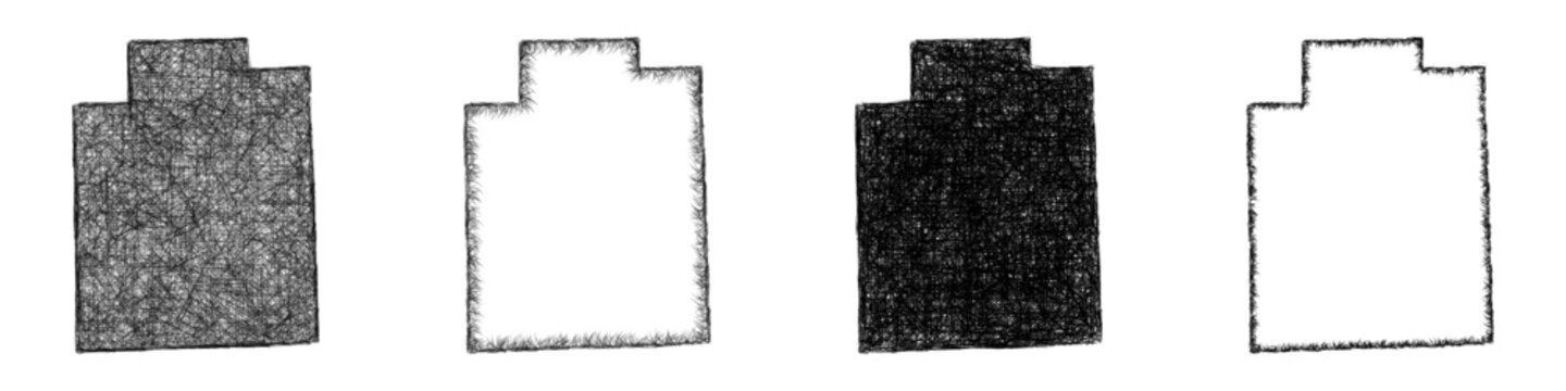Monochrome sketch Lapeer County (Michigan) outline map design set