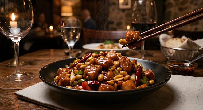 Chinese Kung Pao Chicken Restaurant Food Shoot