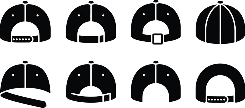 Set of baseball cap icons, vector illustration