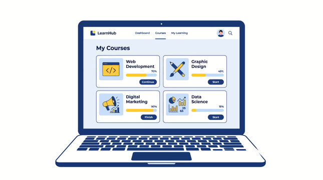 Online Education E-Learning Digital Course Platform Vector