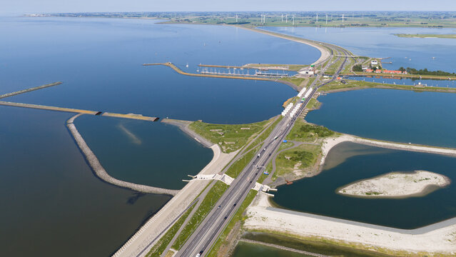 Aerial View of the Vismigratierivier at the Afsluitdijk
