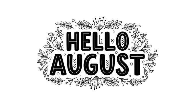 Hand drawn greeting lettering with floral wreath on white