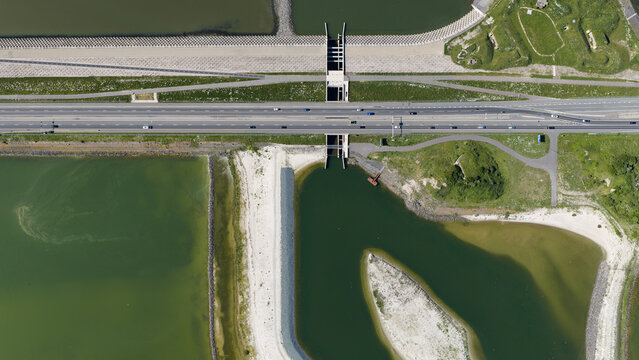 Aerial View of the Vismigratierivier at the Afsluitdijk