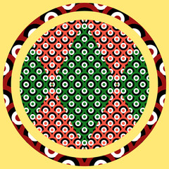Abstract Geometric Circular Mandala Pattern Vector on Yellow Background From KawiKan. © KawiKan Gallery