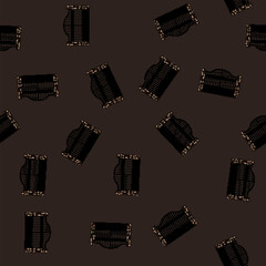 Obraz premium seamless pattern Ornate wrought iron gate forming a protective barrier and entrance, featuring decorative scrollwork and supported by rustic stone pillars on a white background