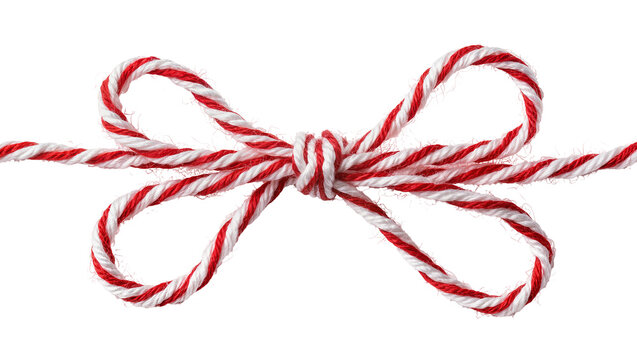 Red and white baker s twine tied in a bow
