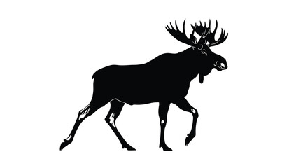 Fototapeta premium moose silhouette on white background animal deer