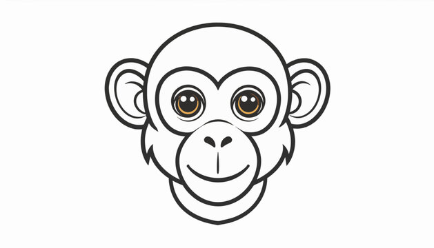 Cartoon monkey face with wide eyes and a friendly smile