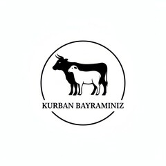 Fototapeta premium Kurban Bayramı Logo Design with Cow and Sheep Symbolism