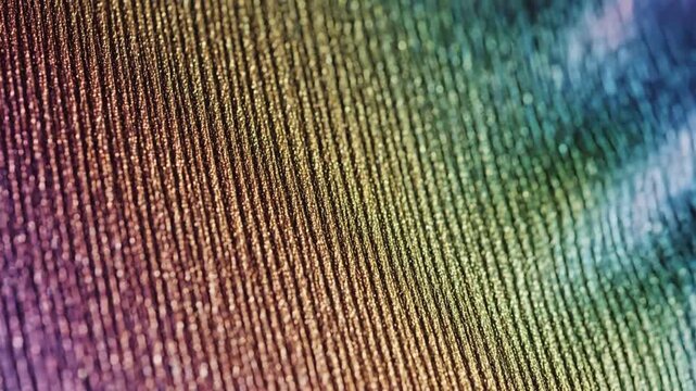 Iridescent pleated metallic texture with colorful shimmering light