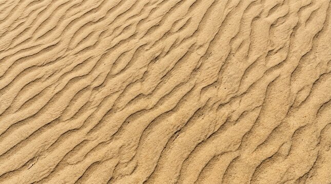 Close-up of wavy sand dunes texture with parallel patterns created by wind