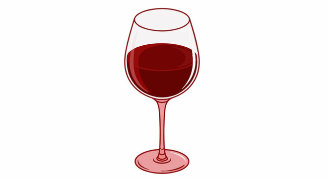 A glass of dark red wine on a white background