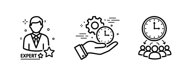 Fototapeta premium Time management icons: expertise, efficiency, team coordination illustrations