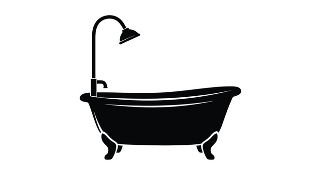 bathtub silhouette on white background black outline