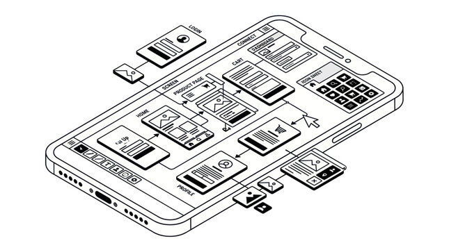 Mobile App Wireframe Design Process, UI UX Flowchart