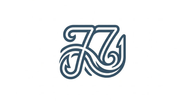 Elegant stylized letter K with decorative flourishes and waves.