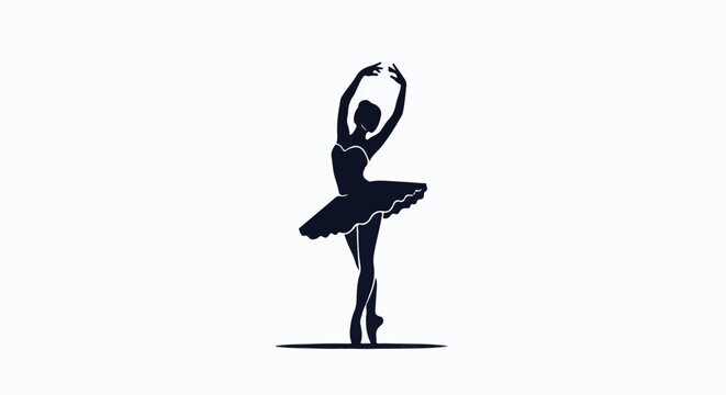 A dark silhouette of a ballet dancer in a tutu on pointe