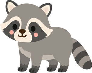 Naklejka premium Cute Raccoon Flat Vector Illustration