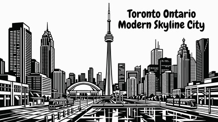 toronto canada skyline featuring modern skyscrapers vibrant downtown architecture and famous urban landmarks black and white travel destination © Ethan