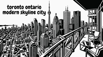 Naklejka premium toronto canada skyline featuring modern skyscrapers vibrant downtown architecture and famous urban landmarks black and white travel destination