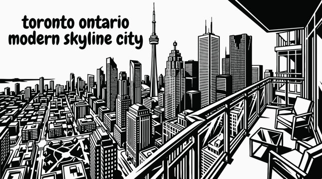 toronto canada skyline featuring modern skyscrapers vibrant downtown architecture and famous urban landmarks black and white travel destination