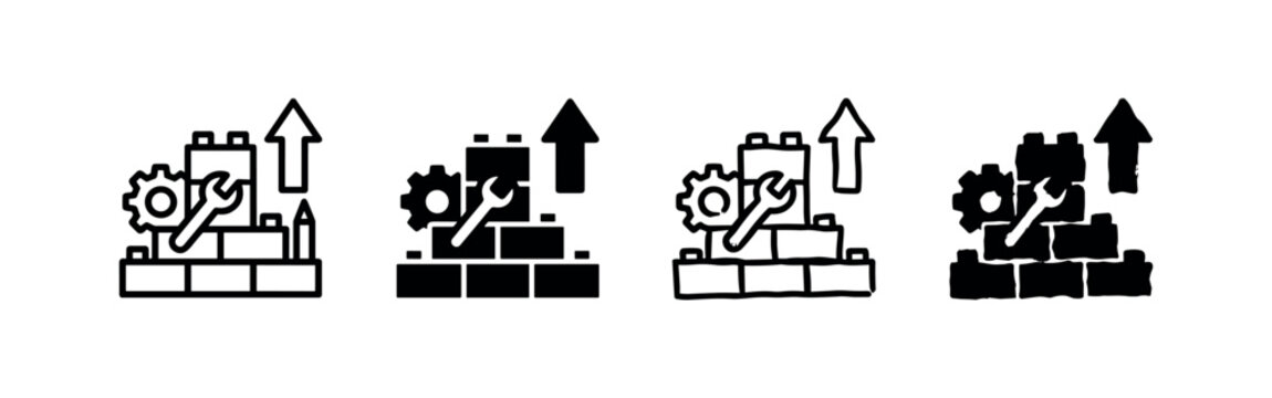 Construction and Growth Icons: Building Blocks and Tools