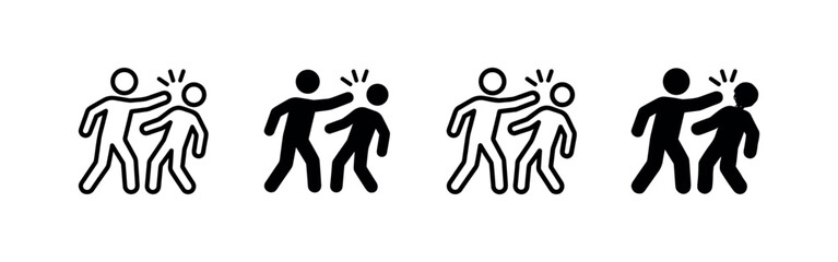 Assault icon set: One person hitting another in various styles © liubomir118809
