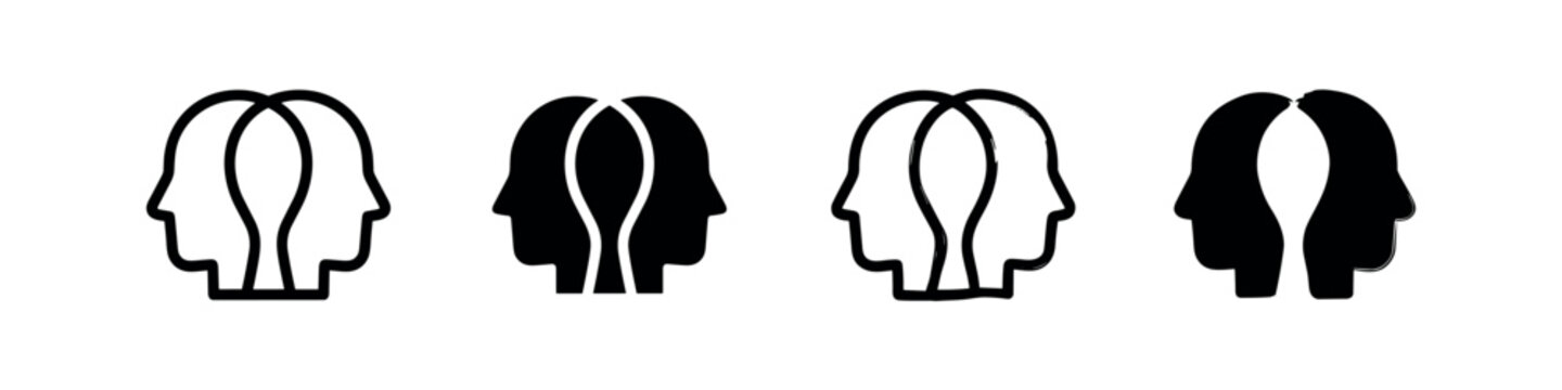 Two faces profile icon set