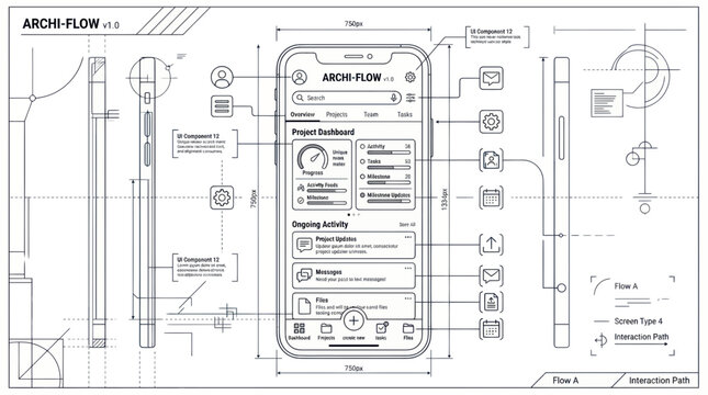 Mobile App UI/UX Design Blueprint, Wireframe and Mockup