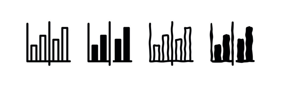 Bar Chart and Graph Statistics Icon Set - Data Analysis, Business Report, and Growth Symbols