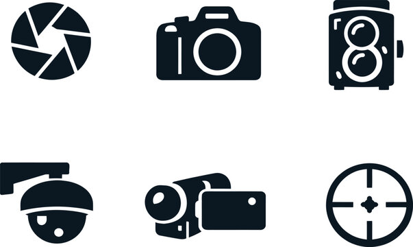 Photography and video recording equipment professional vector icons