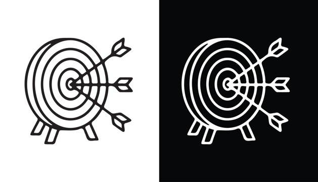 Target and Arrows Icon Set: A clear and concise graphic representation of a target with three arrows, symbolizing focus, accuracy, and achieving goals.