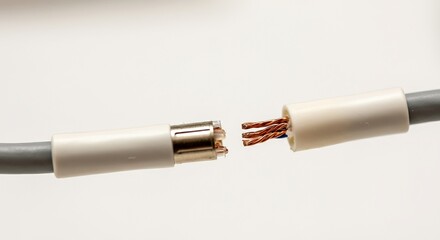 Fototapeta premium Extreme macro close-up of an open-ended medical umbilical cable exposing fluid tubes and wires.