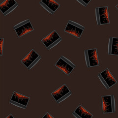Obraz premium seamless pattern brick fireplace cartoon. brick fireplace sign vector