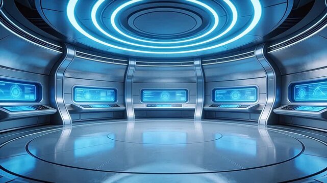 Futuristic control room interior