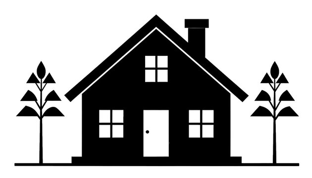 freigestelltes schematisch gezeichnetes Haus vor transparentem Hintergrund im PNG Format