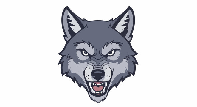 Fierce grey wolf head with bared teeth, sharp eyes, and pointed ears
