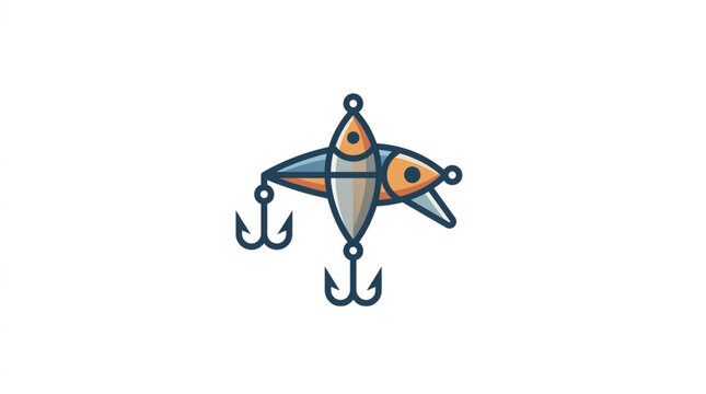 Fishing lure with treble hooks and fish design.