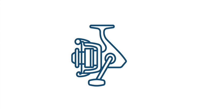 Fishing reel icon line art simple design.