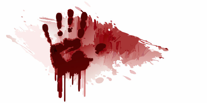 bloody handprint with dripping blood on white background vector illustration graphic artwork